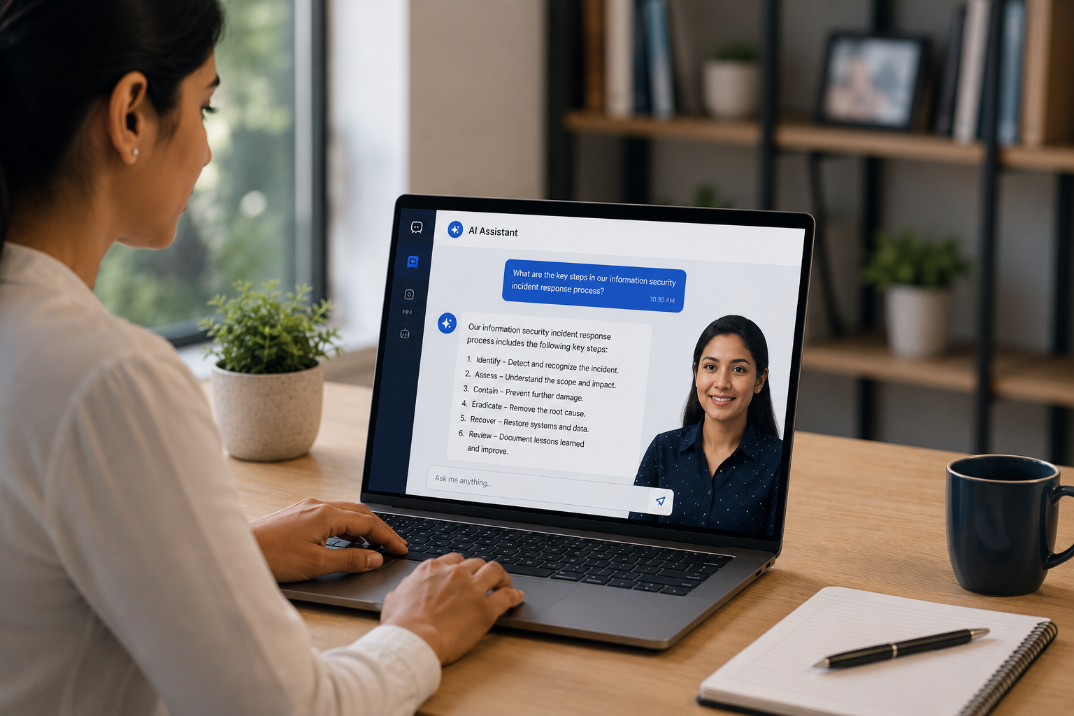 AI-powered learning assistant answering a question in a conversational chat interface